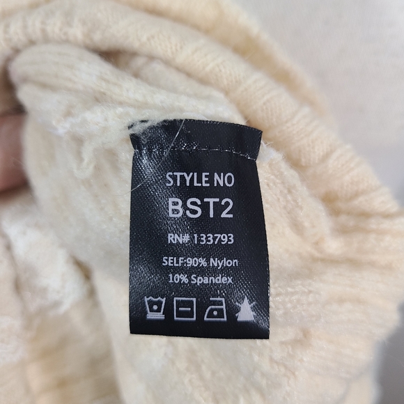 POL Chunky Knit Sweater Lace Stripe Rib Sharkbite High Low V Neck Boxy Oversized - Picture 11 of 12